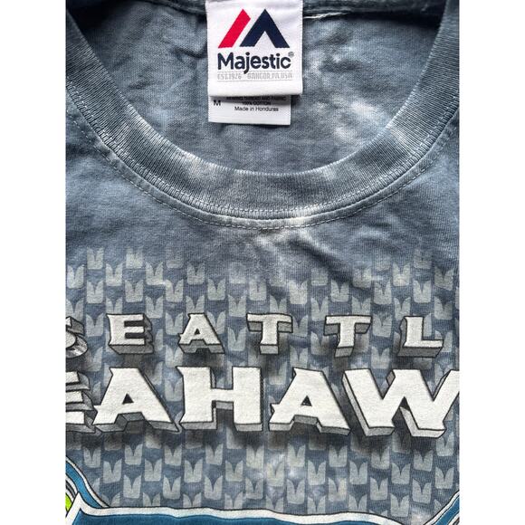 Seattle Seahawks majestic all over print, tie-dye shirt front & back medium - Picture 2 of 3
